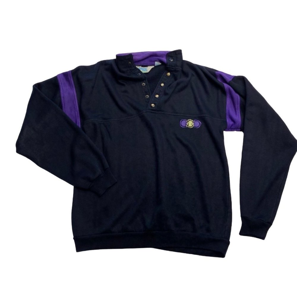 California Shores Vintage Pullover Mens Size Small Black Purple Sweatshirt